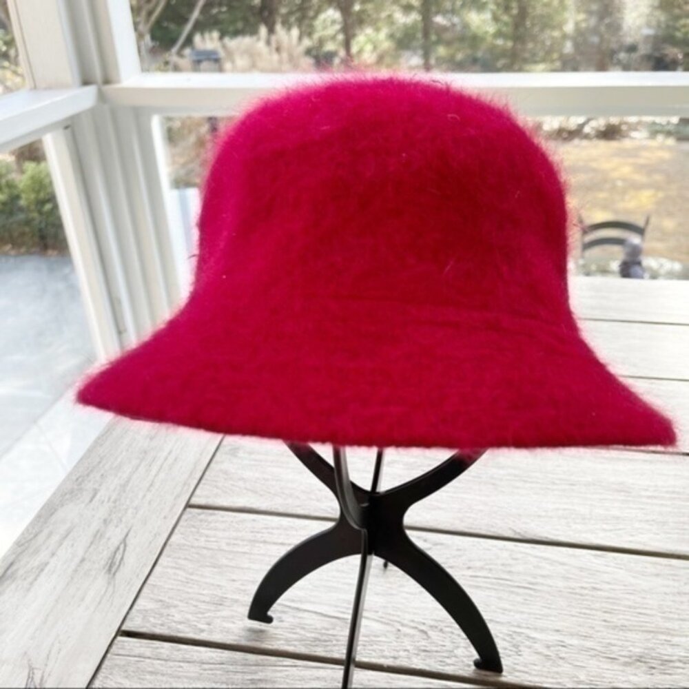 Vintage Angora Wool Red Buckle Style Hat